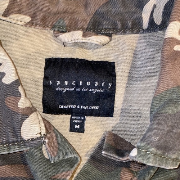 Sanctuary Tan Camo 4 Pocket Military Utility Cotton Blend Jacket Size Medium - Picture 14 of 15